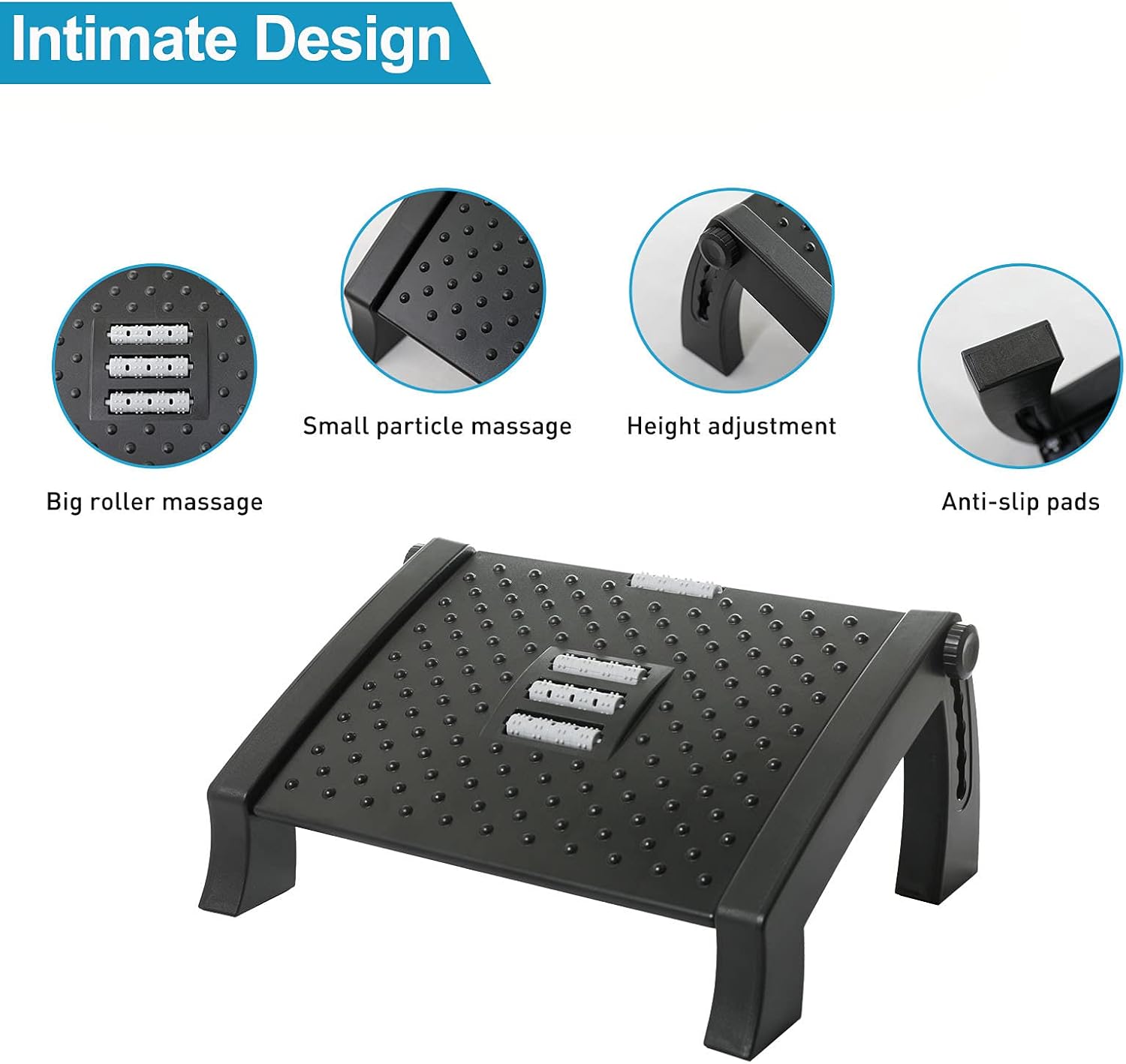 Fanwer Adjustable Foot Rest for Under Desk at Work, Office Chair Foot Rest with Massage Surface, Pressure Relief for Comfort, 6 Height Adjustable, Ergonomic Tilted Foot Stool for Home, Office : Office Products