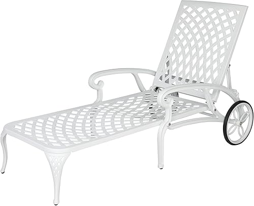 Outvita Sillas de salón para exteriores, patio reclinable de aluminio fundido con respaldo ajustable y ruedas giratorias para patio trasero, porche,