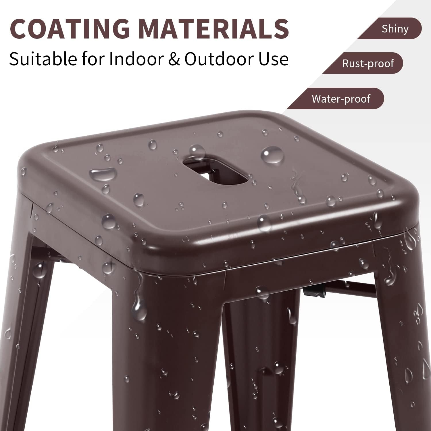 BLKMTY Metal Stools Set of 4-24 Inch Counter Height Stackable Barstool for Outdoor Patio, Stackable Chairs for Home Kitchen Dining - Backless Indoor Bar Chair, Bronze