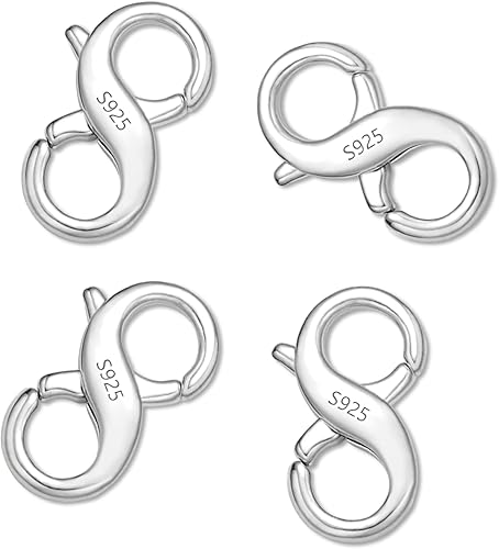 Miniatura 10 de Extensor de pulsera y collar con cierre de langosta con 2 círculos, chapado en plata de ley 925 con conector de collar de oro de 14 quilates,