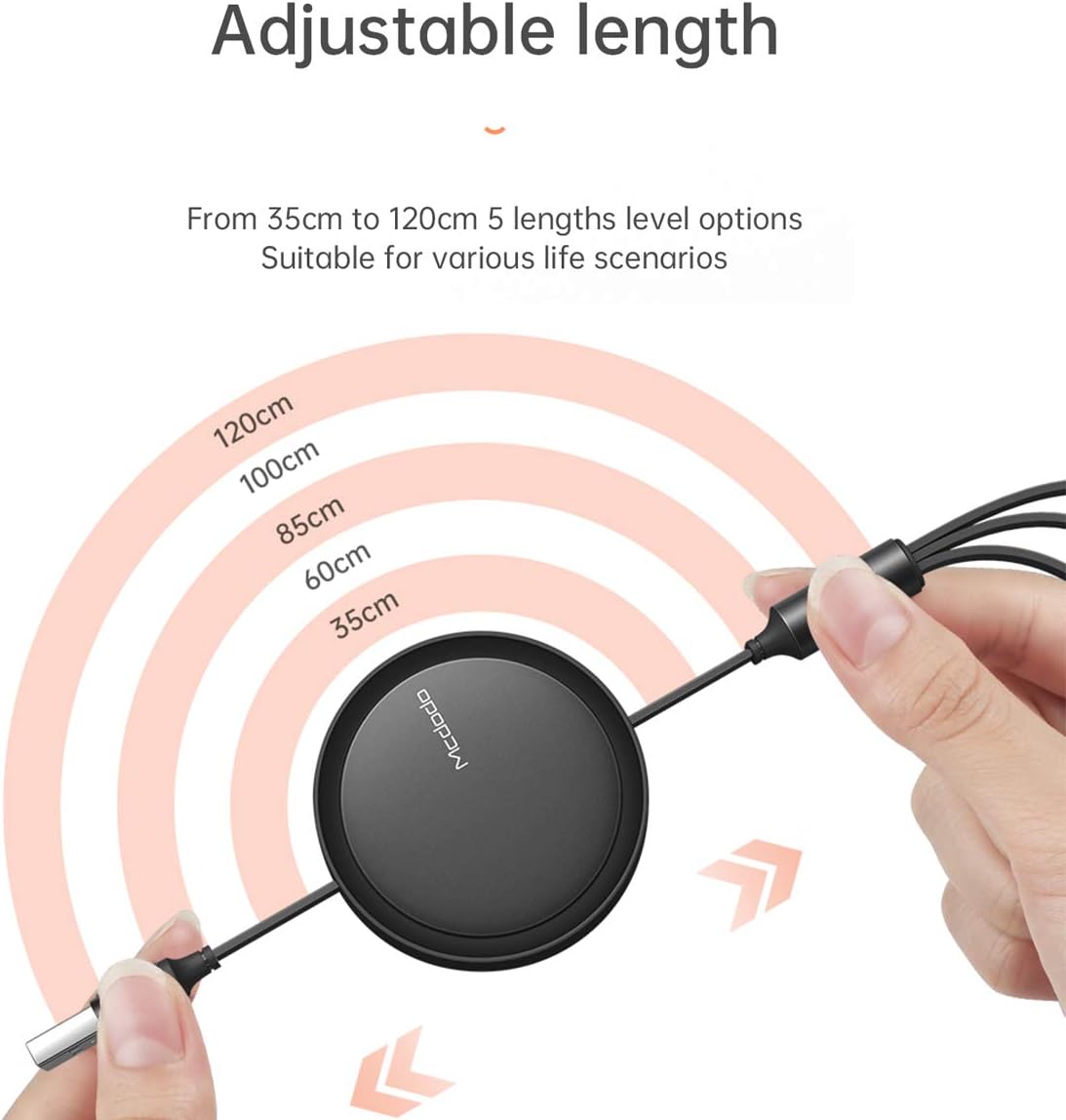 AICase Retractable Multi USB Charger Cable Cord 3 in 1 USB Charger Cable with Type C Micro USB Port Compatible with Most Cell Phones (ISO) Tablets