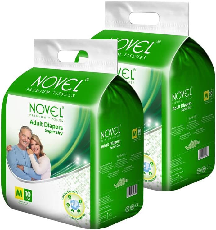 NOVEL Adult Diaper - Medium (Pack of 2) Adult Diapers - M (20 Pieces)