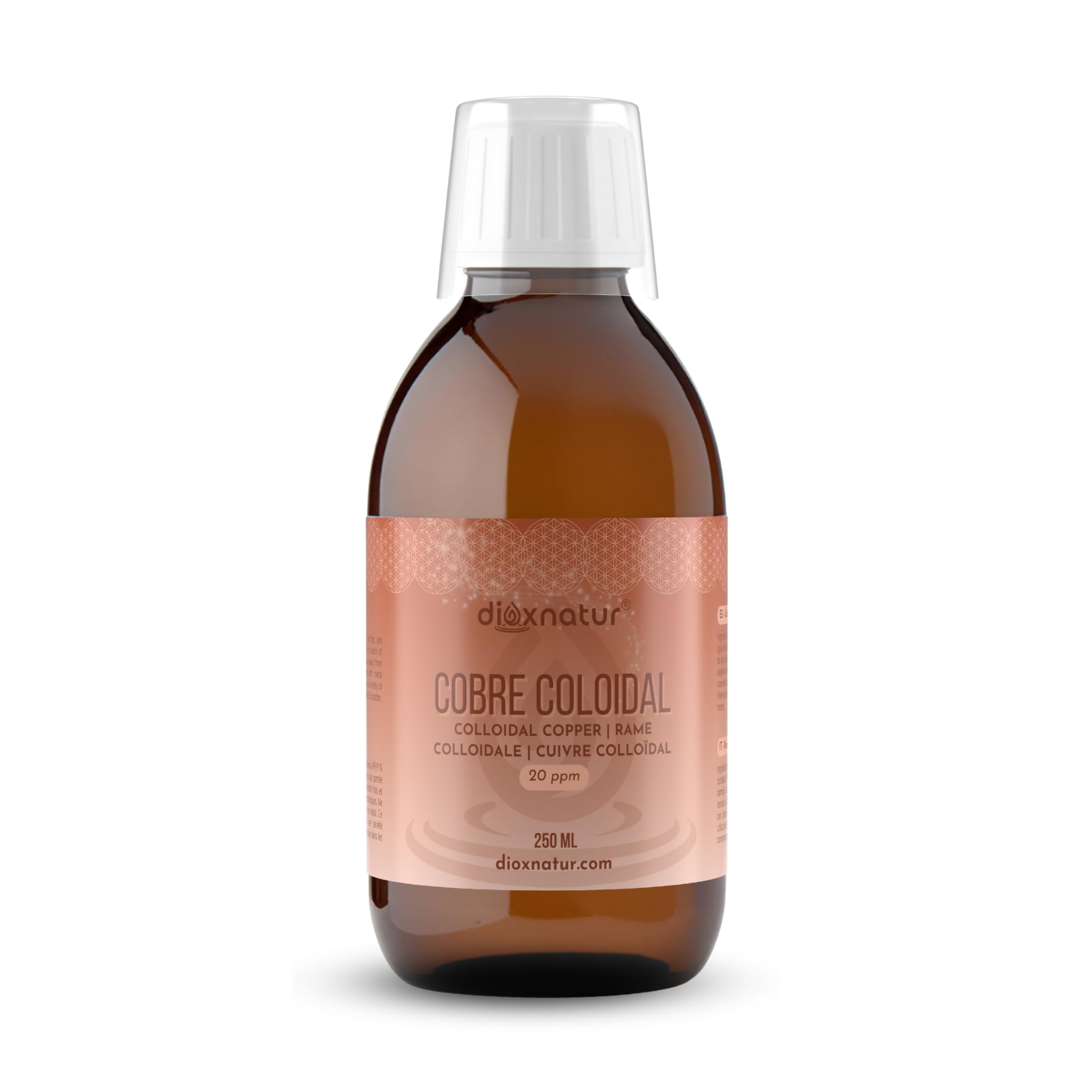 Cobre Coloidal 250ml - Solución Líquida 20 ppm - 99,99% Pureza