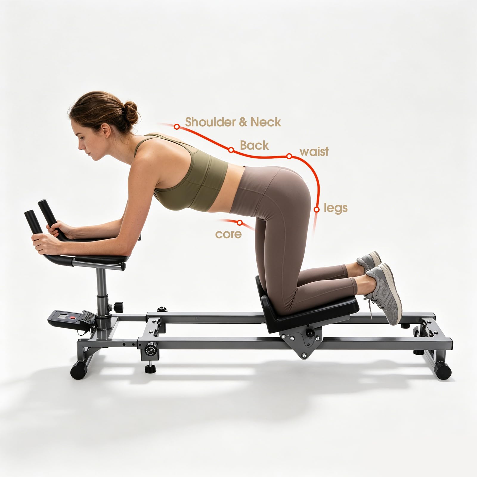 Attrezzo multifunzione per esercizi addominali, allungamento lombare regolabile e allenamento per la forza di tutto il corpo, con contatore digitale
