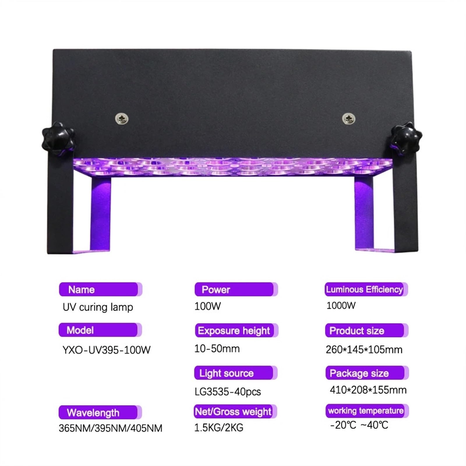 Lámpara de curado UV LED Lámpara de curado UV for reparación Placas Circuito Impreso (365 NM, 405, 395 NM), Resina fotosensible for impresión 3D, Pegamento, Aceite Verde(395nm)