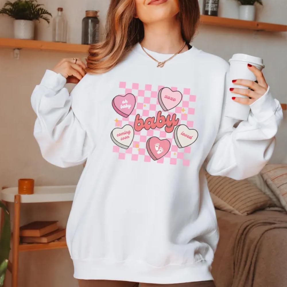 Valentines Day Sweatshirt Pregnancy Announcement Gift, Valentines Day Baby Reveal Sweatshirt, Pregnant Maternity Announcement Crewneck For Mom Multicolor - Image 4