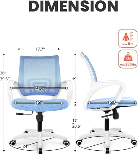 Miniatura 3 de NEO CHAIR Silla de escritorio para computadora de oficina, para juegos, cojín ergonómico de respaldo medio, soporte lumbar con ruedas, cómodo
