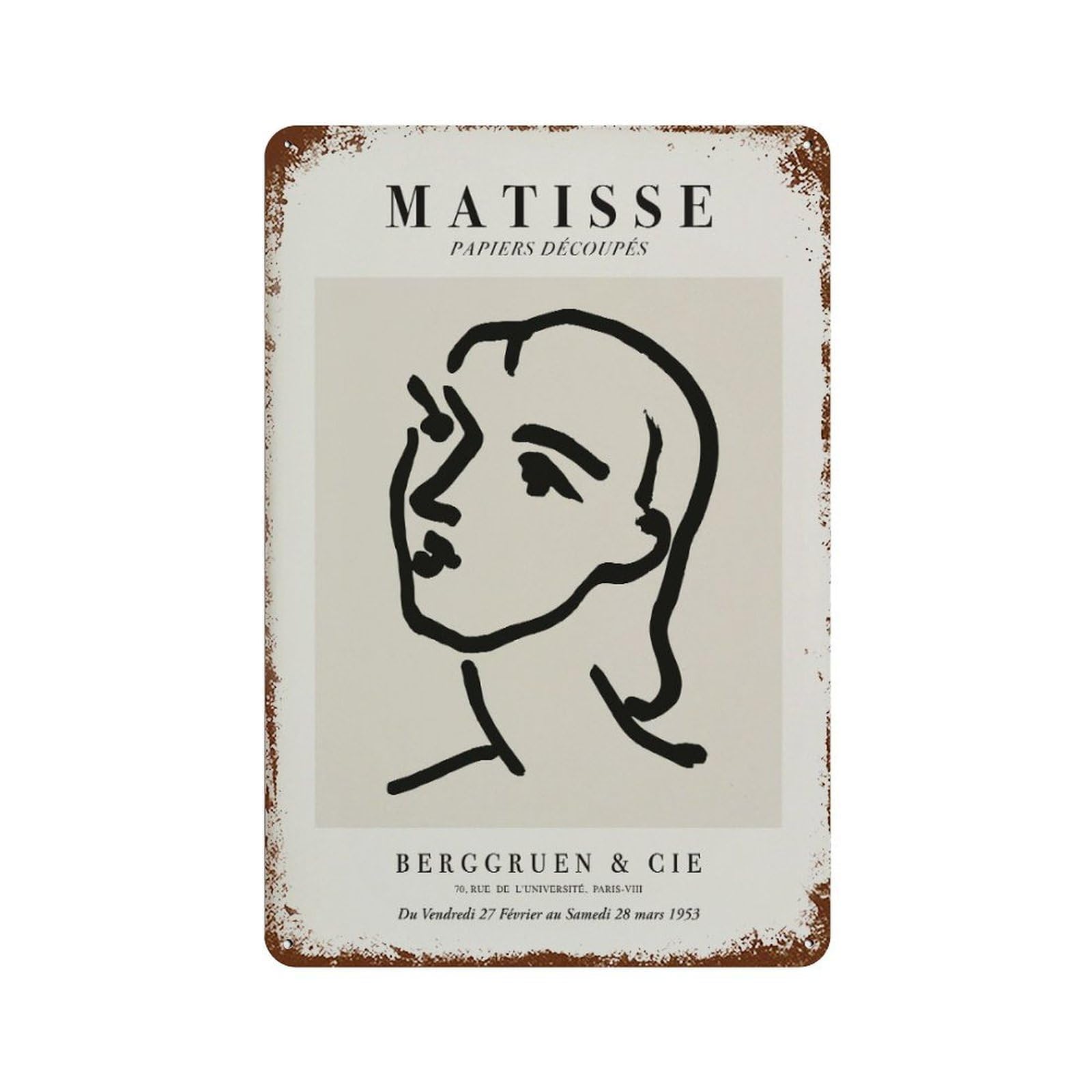 xiaoxiaoshen Matisse Woman Sketch Minimalist Vintage Wall Decor Art Metal Tin Poster Modern Home Decor Art Home Bar Shop Decorations Vintage Sign 30x20cm