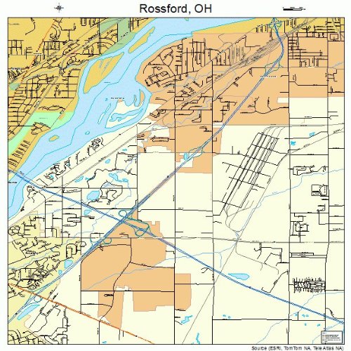 Large Street & Road Map of Rossford, Ohio OH Printed poster size wall