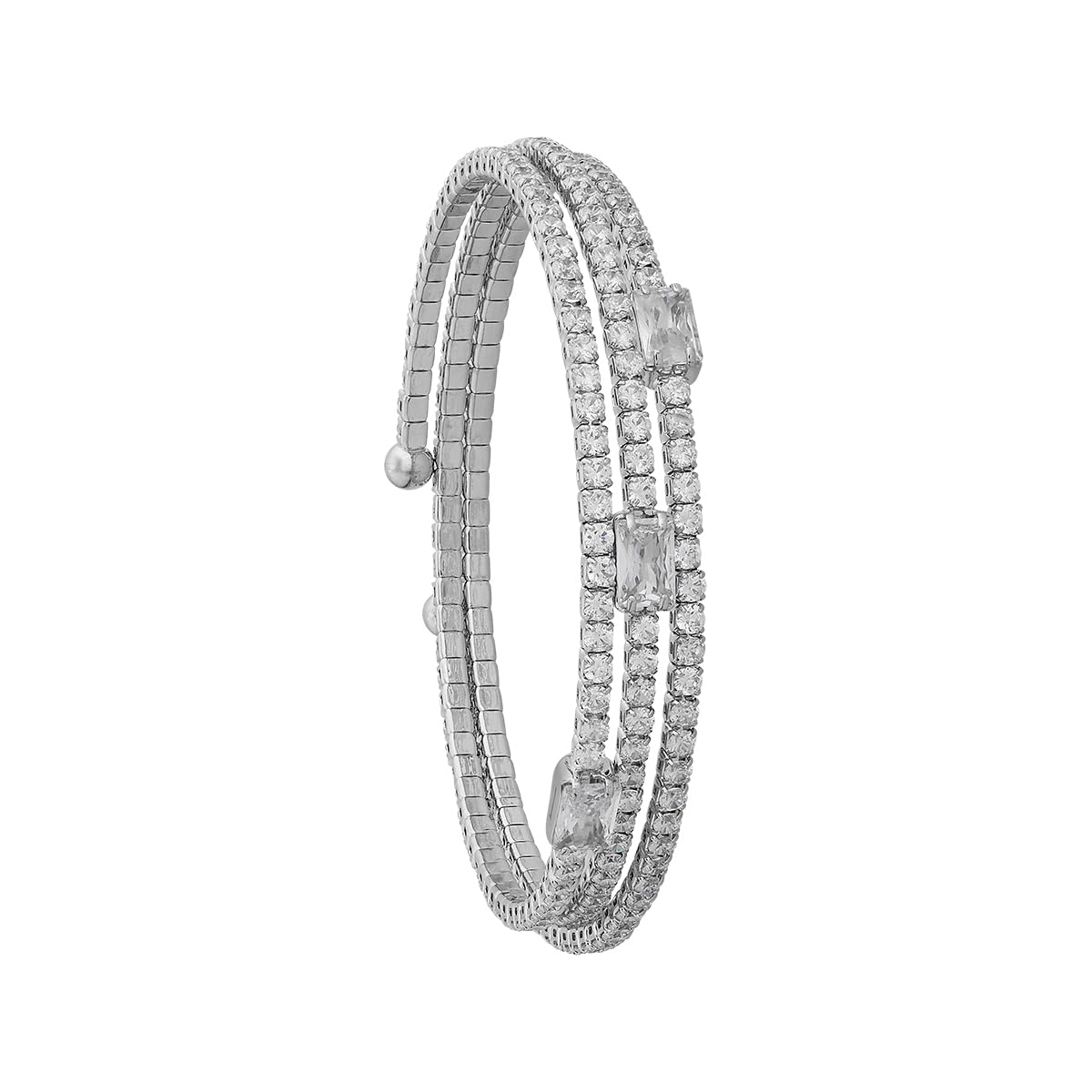 kushal's Fashion Jewellery White Rodium Polished Copper Trendy Flexible Kada, Best for Casual Wear & Special Occasion - 451114-picture-38
