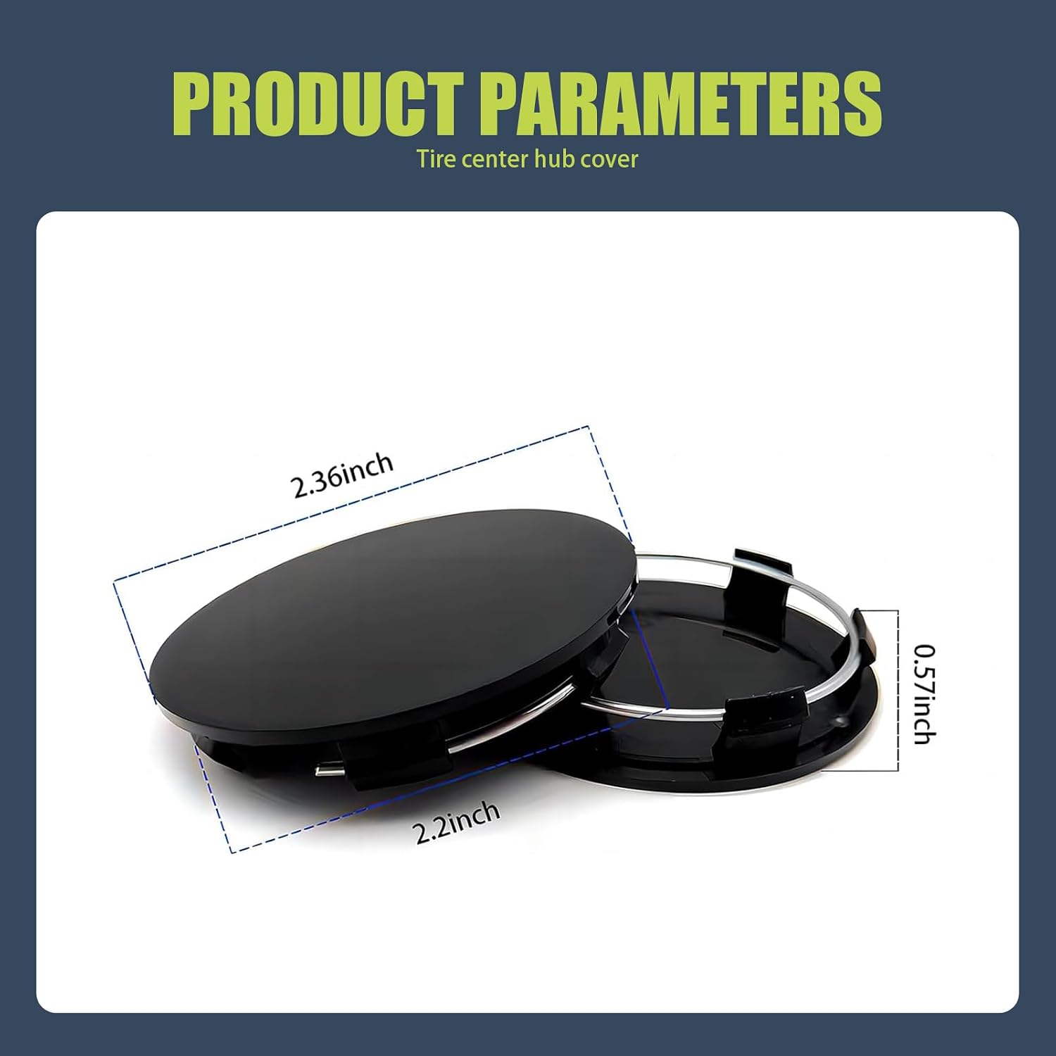4 PCS Car Wheel Center Caps, 2" x 1.9" x 0.6" Snap-in Wheel Center Hub Cover, Vehicle Rim Hub Cap Replacement Accessories (Black)