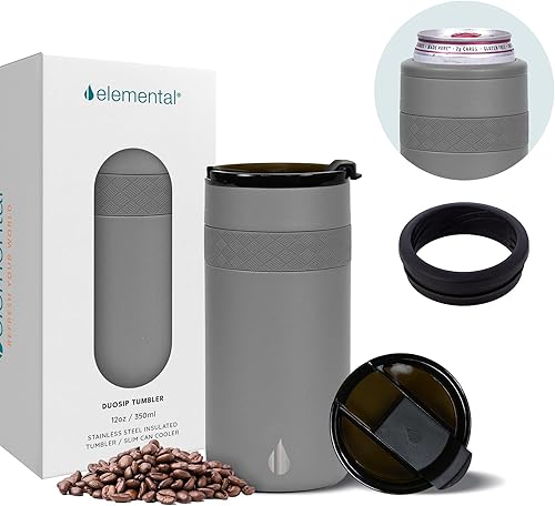 Miniatura 10 de Elemental Enfriador de latas delgado aislado, enfriador de latas delgadas de acero inoxidable de triple pared  Aislador de bebidas para seltzers