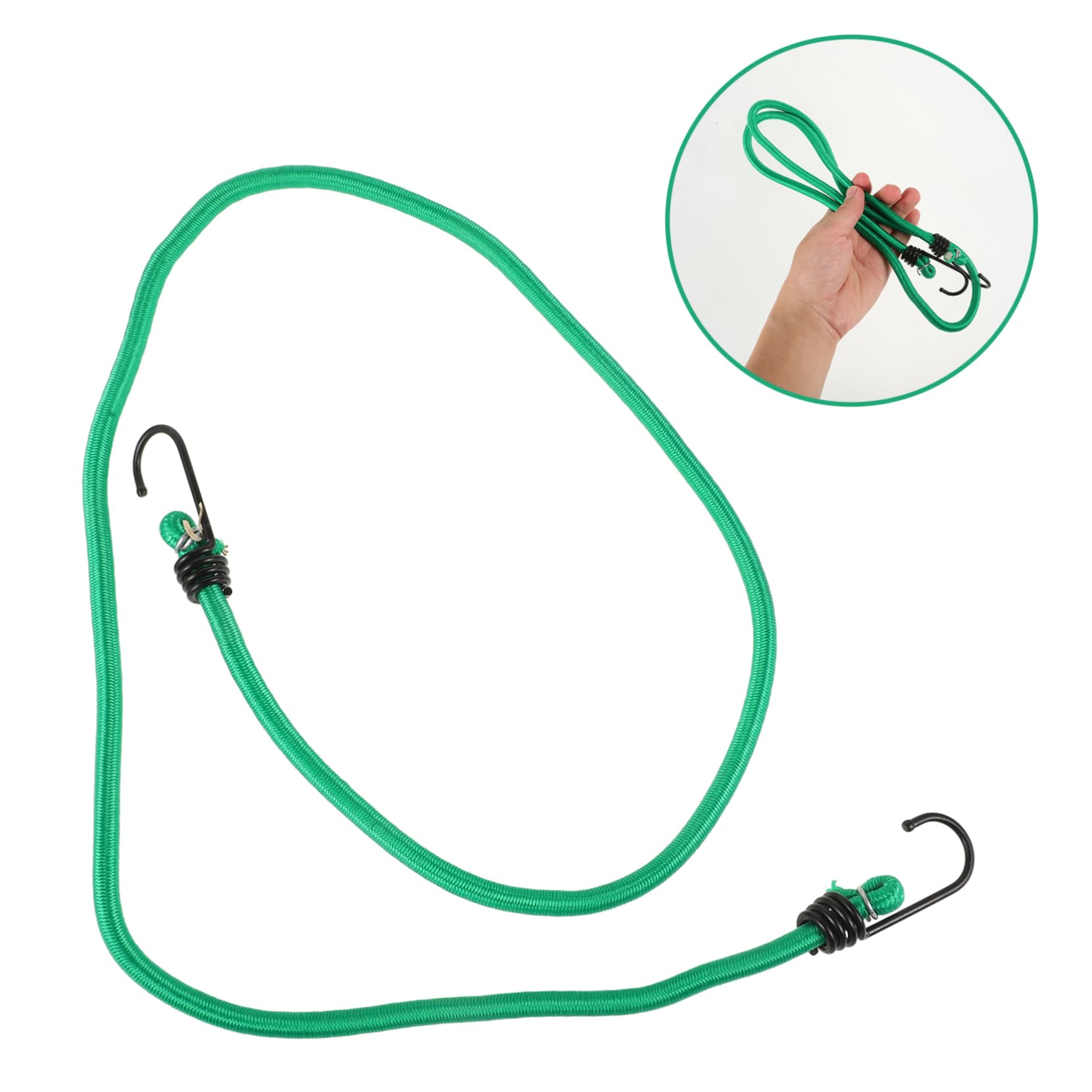 Corda Elastica con Ganci 8mm 10 Pezzi Verde per Outdoor | Facile da Trasportare e Smontare, Ciclismo e Arrampicata, Cordino in Ferro per Fissaggio e Legatura
