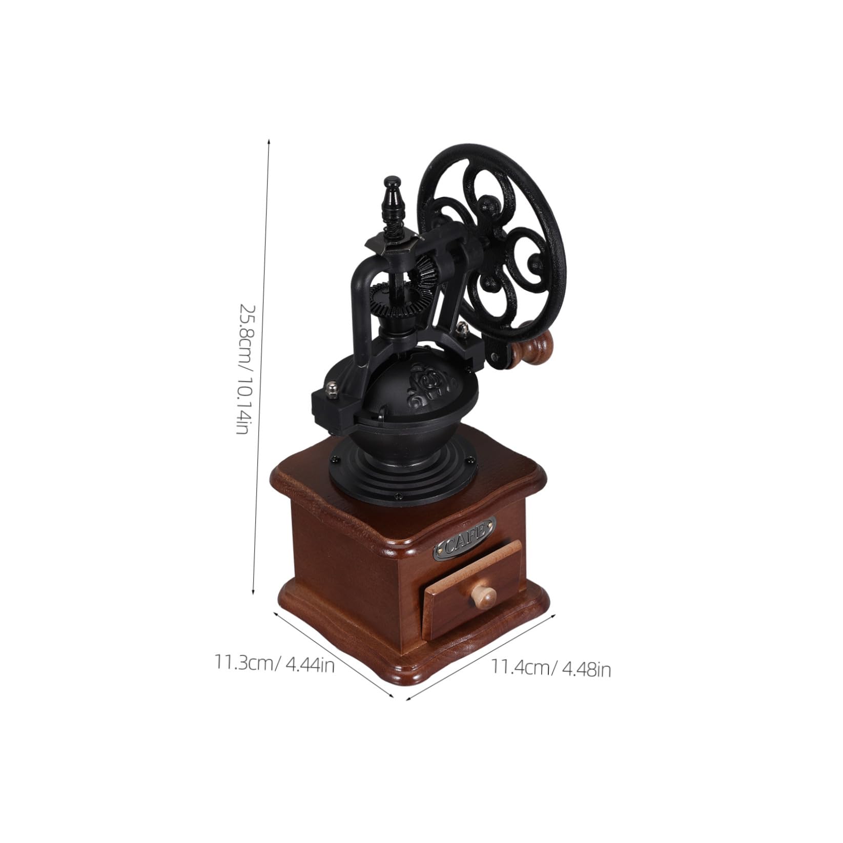 Toyvian Moulin à Café Manuel en Bois et Fer Manivelle Ergonomique sans Électricité pour Grains de Café, Maison Voyages, Design Vintage Noir