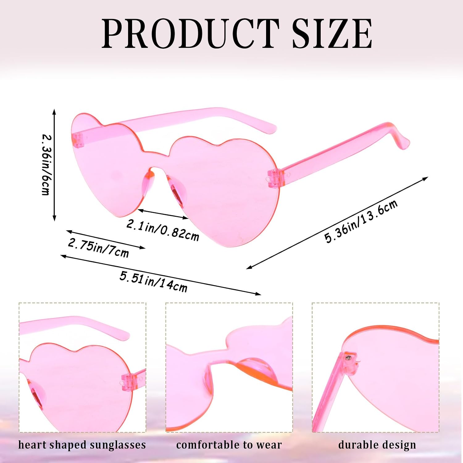 Semato 16 Pcs Heart Sunglasses Rimless Heart Shaped Sunglasses Bachelorette Bride Party Favors