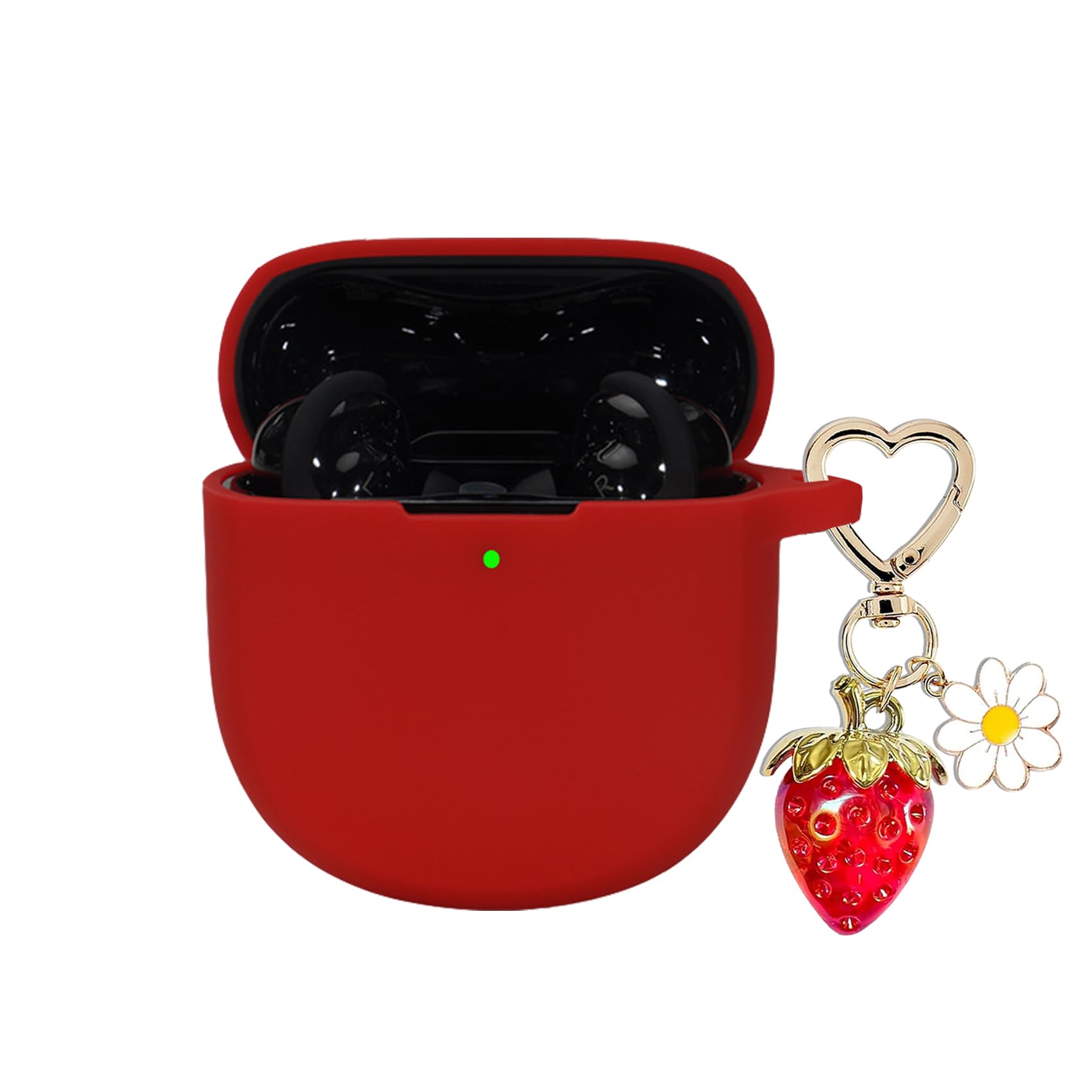 AGAOSH for Bose QuietComfort Earbuds II 2022/ New QuietComfort Ultra Case Cover 2023 with Cute Strawberry Charm Keychain, Soft Silicone Protective