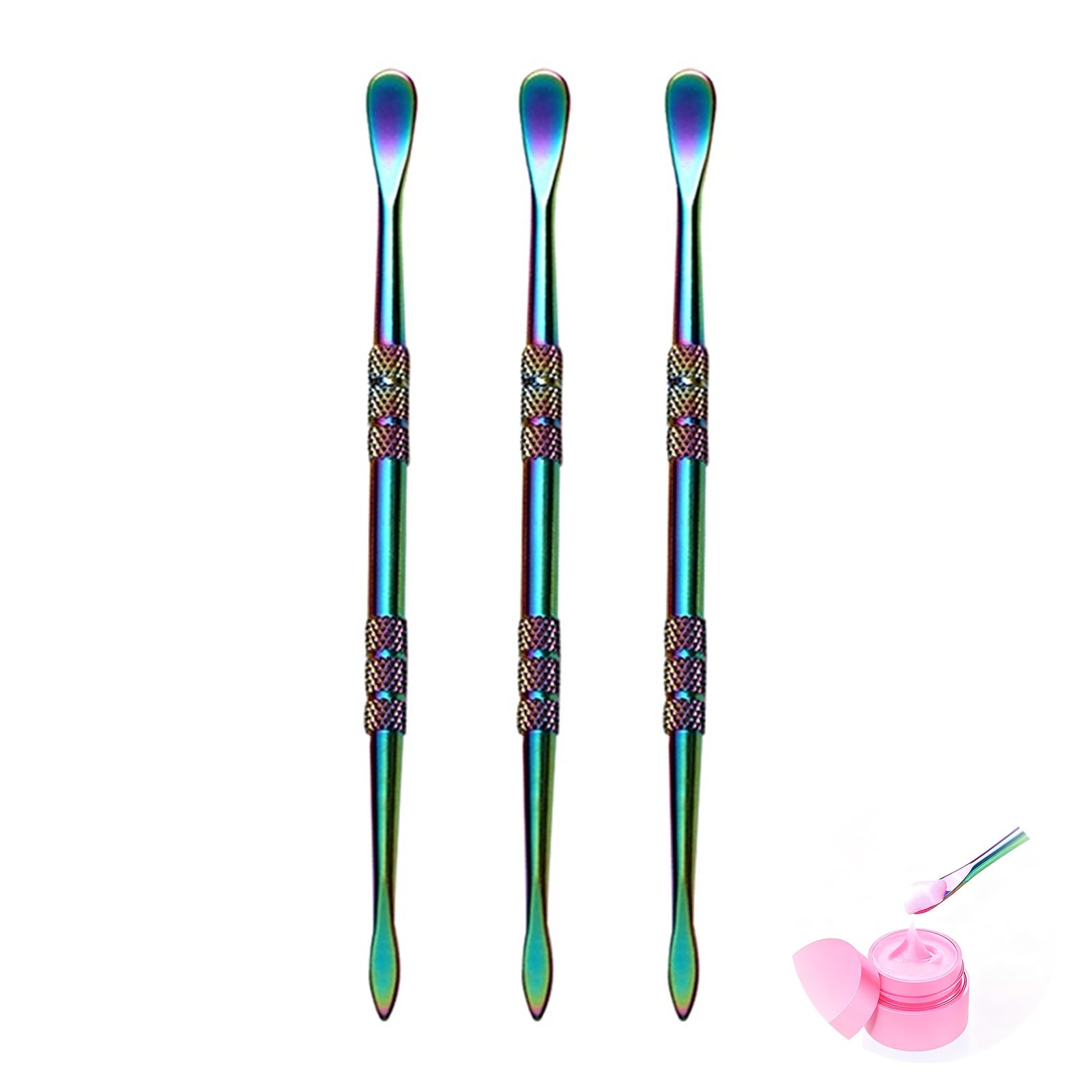 3 pieces Wax Carving Tool, Stainless Steel Wax Tool, Sculpting Tool Spoon, Soap Or Clay Carving Tool Hobbies kit, nail Gel Stir picker tool (Rainbow)