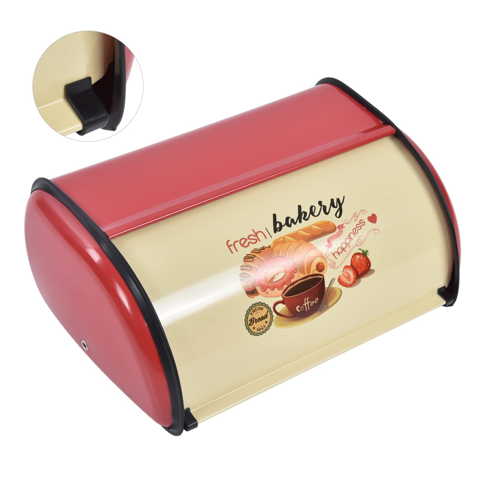 Portapane, portapane in metallo di grande capacità per piano di lavoro da cucina per panetteria(rosso)