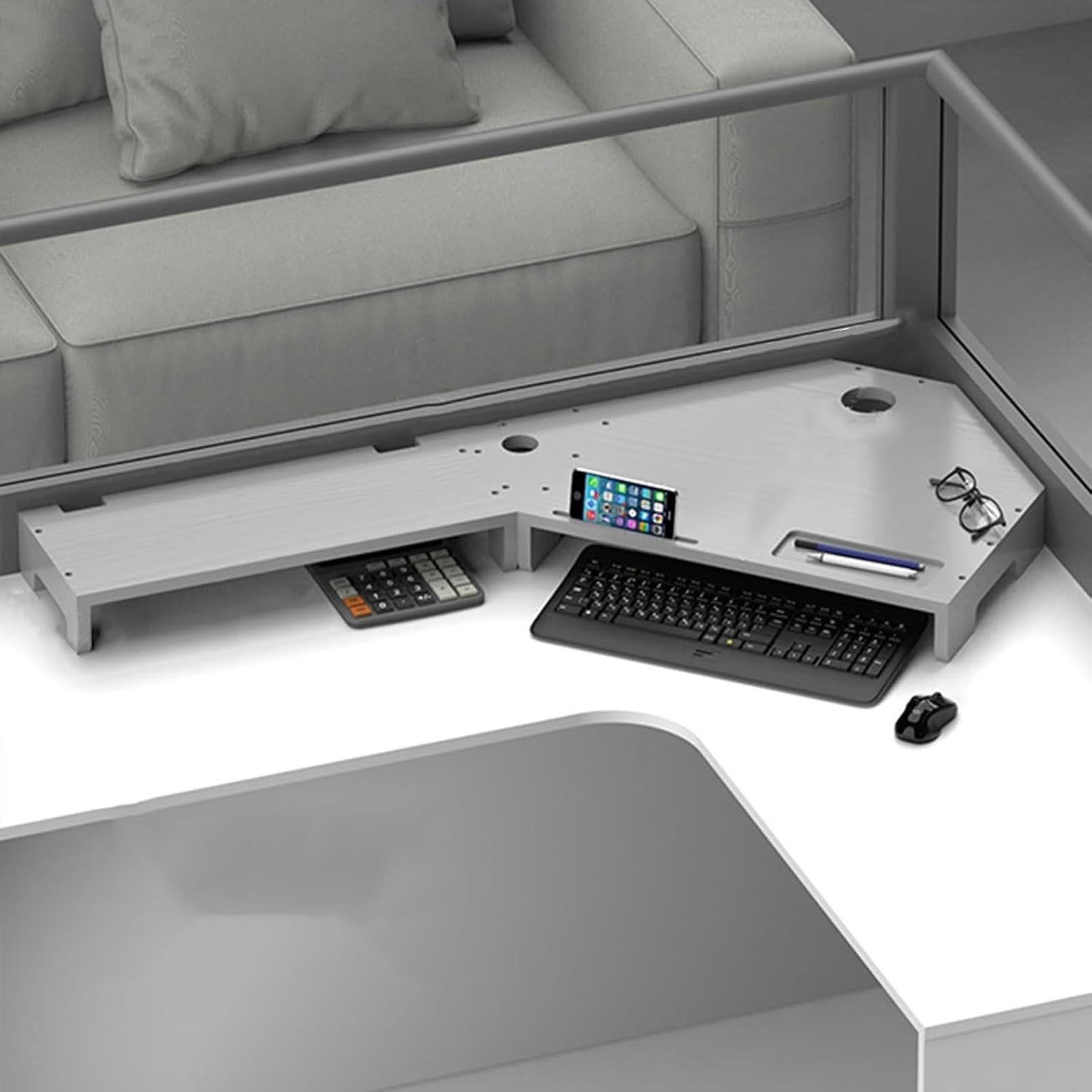 Supporto per monitor, in legno massello per doppio monitor, organizer ergonomico da scrivania per ufficio e soggiorno, ripiani per laptop