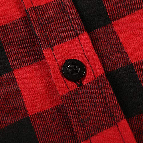 Image of OCHENTA Men's & Boys' Long Sleeve Button Down Plaid Flannel Shirt