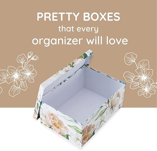 Miniatura 3 de Soul & Lane Cajas de almacenamiento de cartón decorativas con tapas para decoración y organización del hogar, juego de 3 cajas grandes de recuerdo