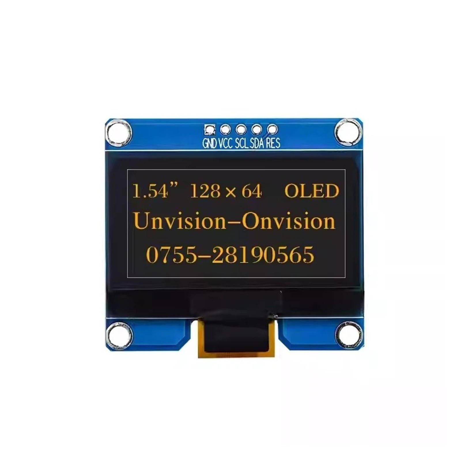 ChuFort 1,54-calowy moduł OLED 12864 Ekran LCD Wyświetlacz LED SSD1309 SPI I2C(Yellow 4Pin)