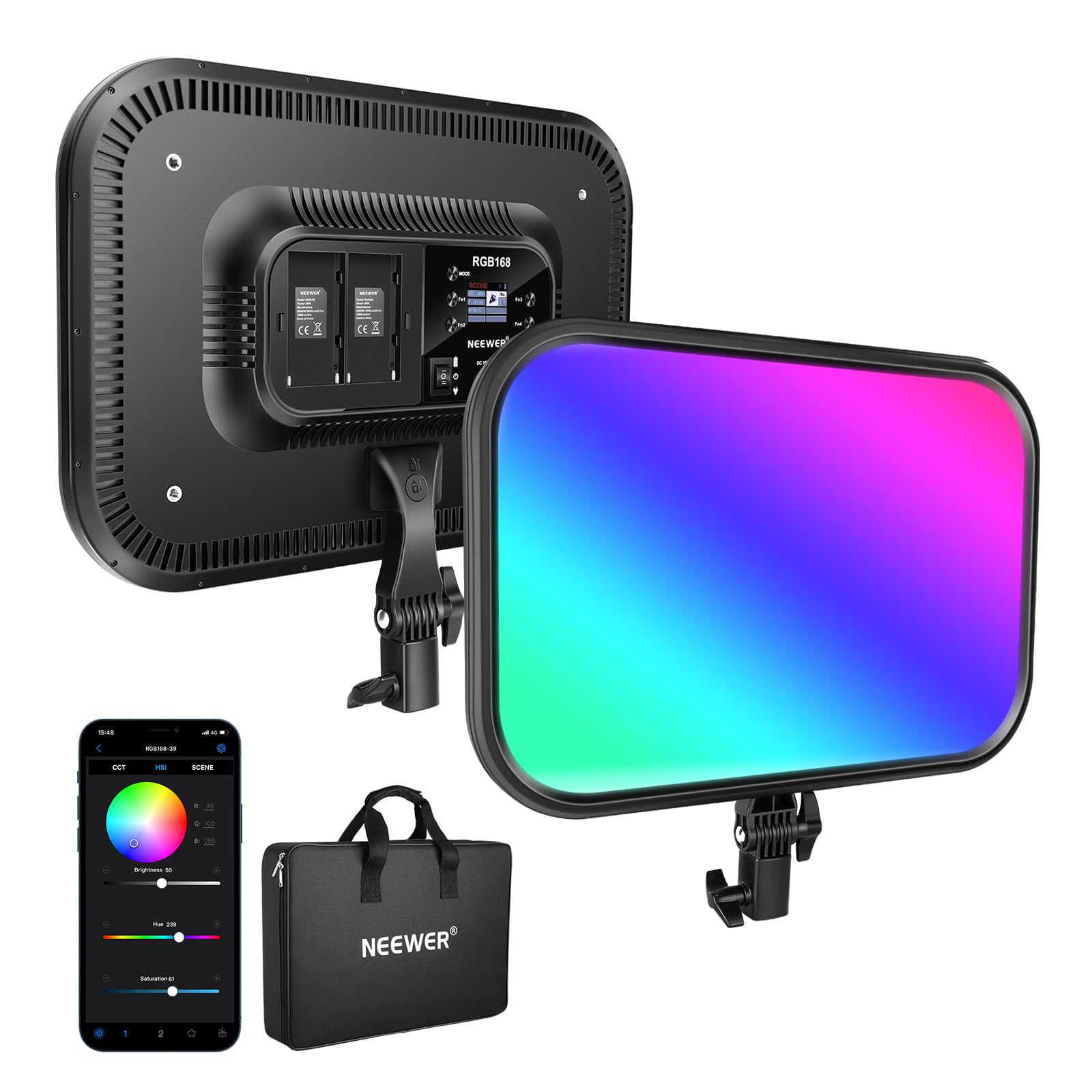 Amazon | NEEWER RGB168 RGBビデオライト 60W高出力 撮影ライト 360