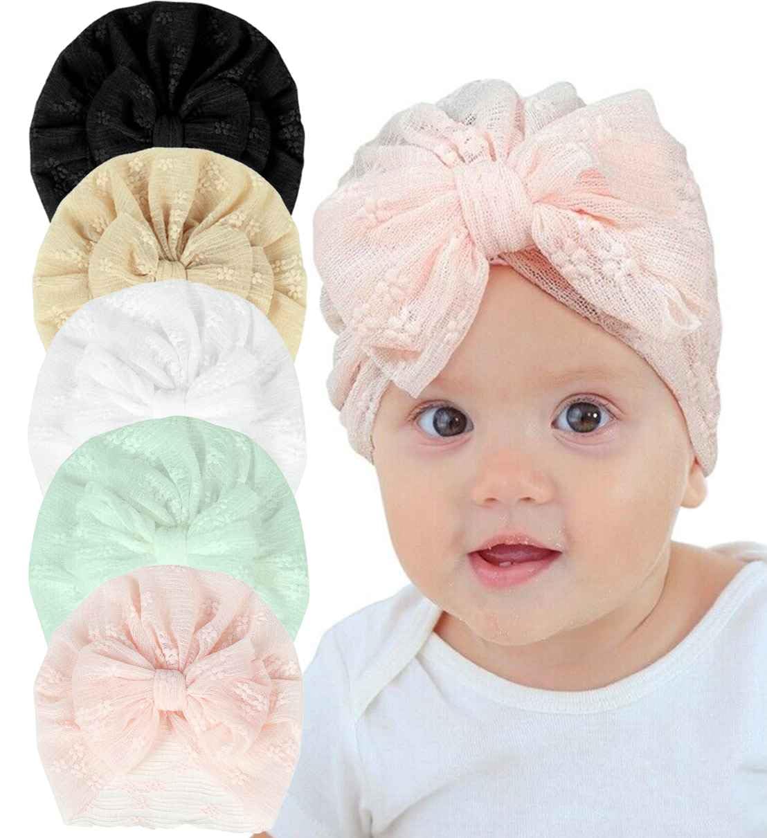 ANNACREATIONS Premium Designer Soft Bow Head Wrap Stretchable Headband Super Elastic Band Hair Accessories for Baby Girls (Pack of 5)