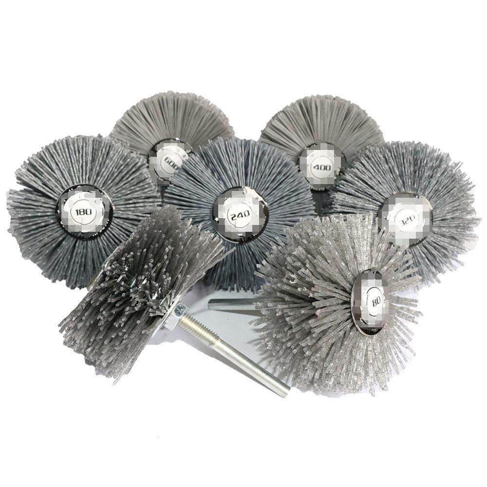 Tarcza gumowa, Szczotka druciana do wiertarki 80 mm Nylon Polerowanie 80-600 Ziarnistość 2/5 szt. Do drewna(Mix 5pcs)