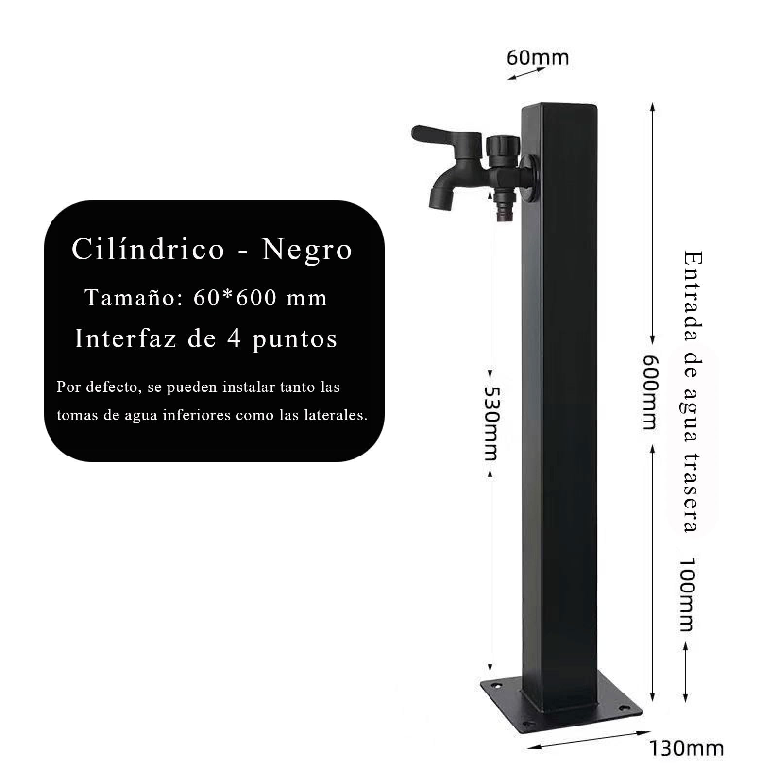 Fuente Jardin Exterior,Columna de Agua Independiente para Jardín,doble grifo Columna de Agua de Jardín Acero Inoxidable Cuadrada, para Riego y Lavado para Exteriores de Acero Inoxidable 304