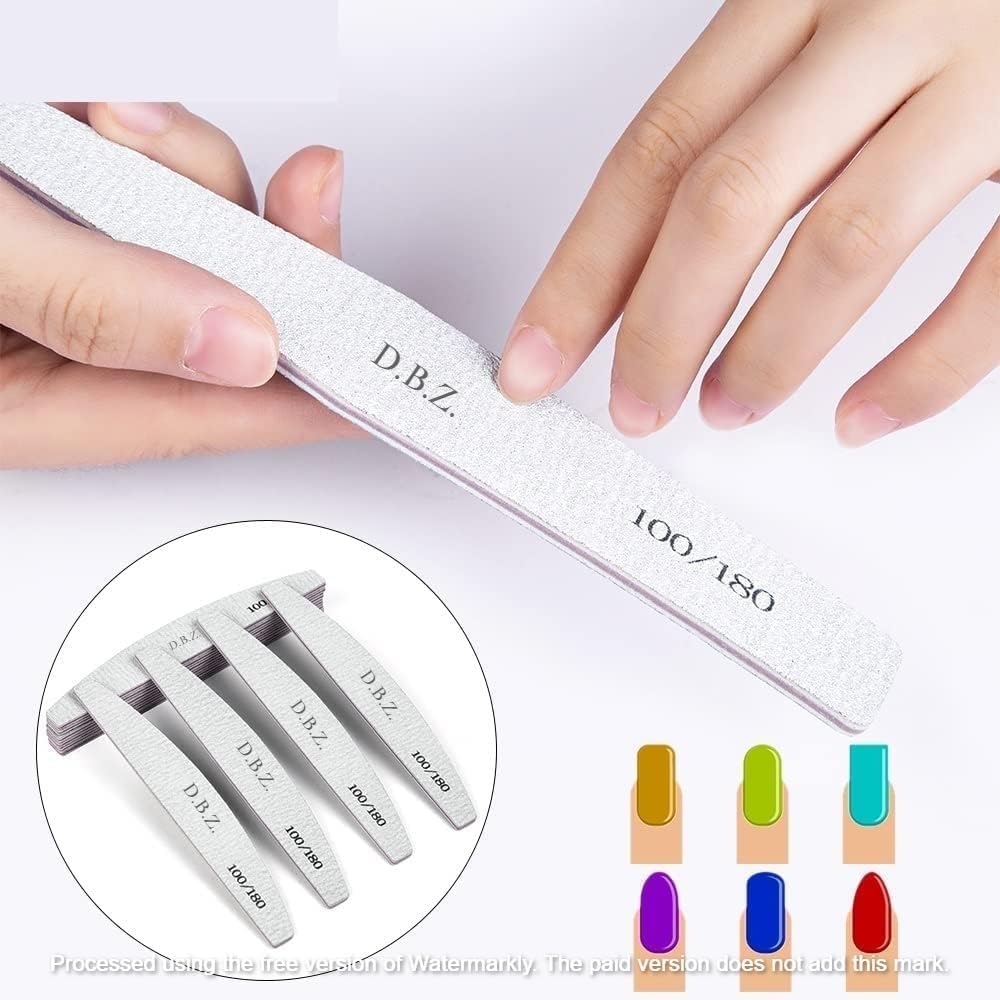 D.B.Z.® Nail Art Kit 12 Bottles Glitter Stones,100 Nails Transparent ,Mini Uv Lamp , Nail Display Board ,Nail Buffer, Nail Dotting Pen with Glue - Nails Kit 3