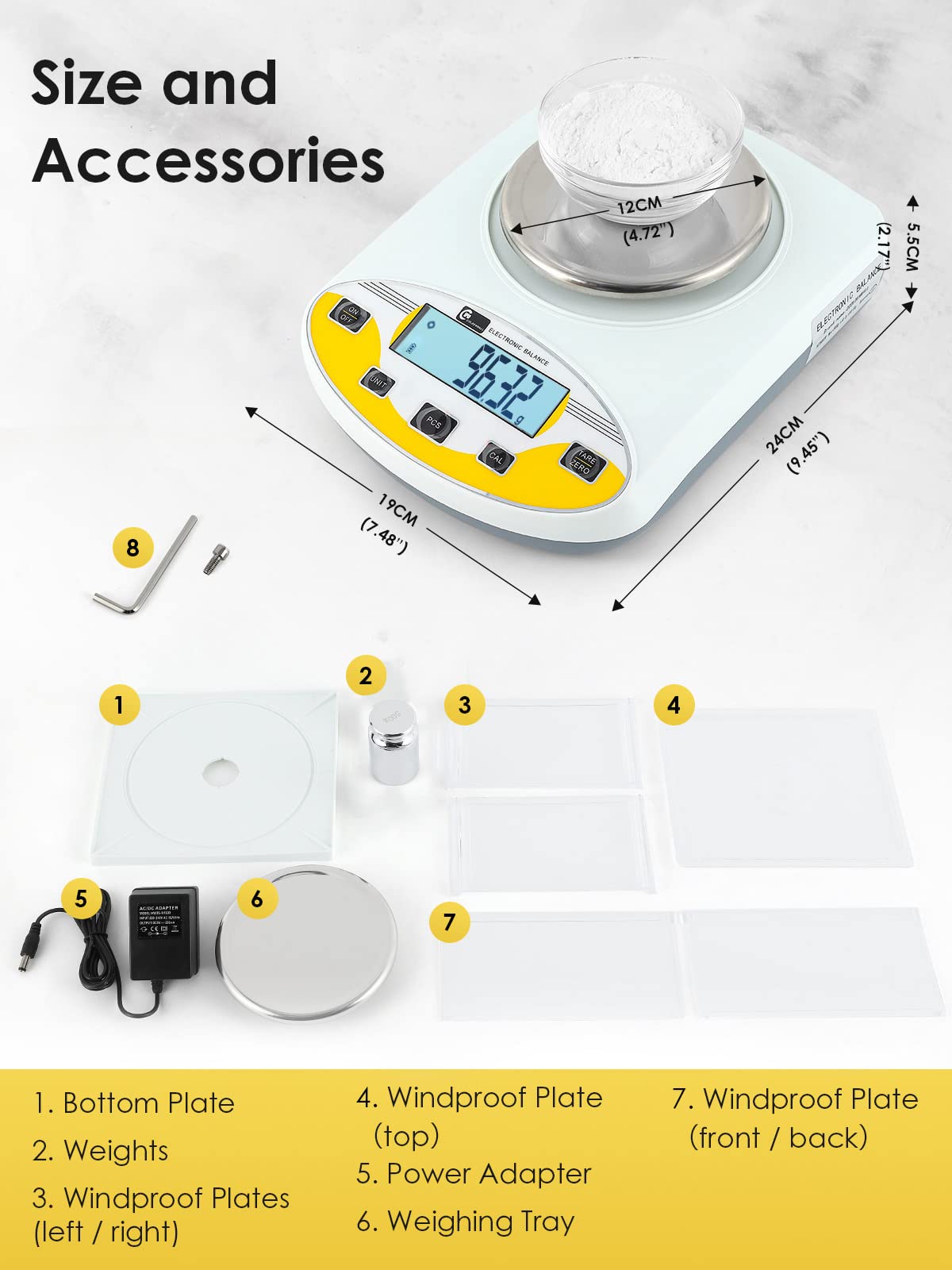 Báscula Digital de Laboratorio 0,01 g Balanza electrónica analítica de precisión Báscula de joyería Báscula de Cocina calibrada y Lista para Leer (1000 g, 0,01 g)