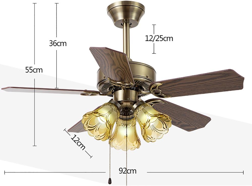 YUEGOO Ceiling Fans with Lamps,Leaf Ceiling Fan Light Home Fan Luminaire with Remote Control 3 Dimming