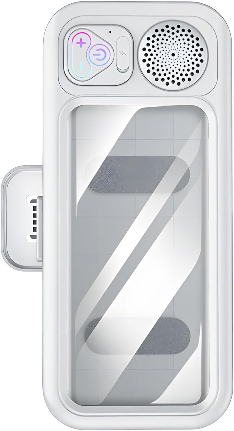 Phone Shower Holder with Wireless-Bluetooth Speakers, 2026 New Phone Holder for Shower, Anti Fog Fog for Bathroom Kitchen and Outdoor