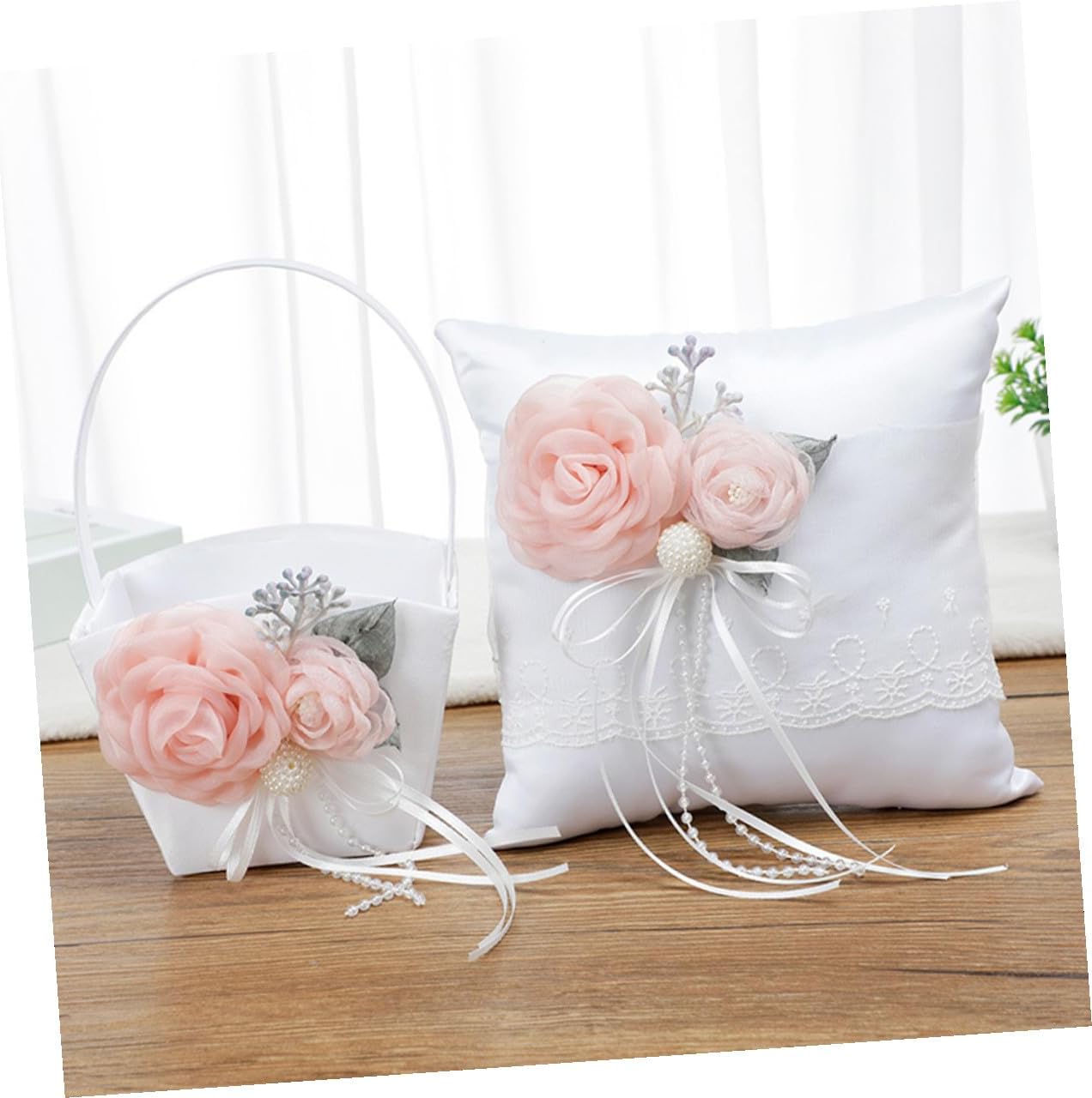 Wedding Handheld Bride Flower Basket Small Fabric Basket with Handle for Flower Girl Petals Storage at Weddings and Ceremony Supplies