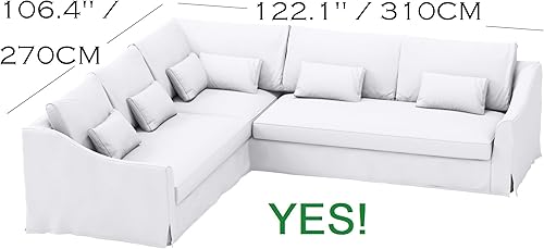 Miniatura 4 de Funda de repuesto para sofá esquinero de 5 asientos, lado derecho, más larga, compatible con IKEA Farlove 2 + 3 solo funda seccional (poliéster lino