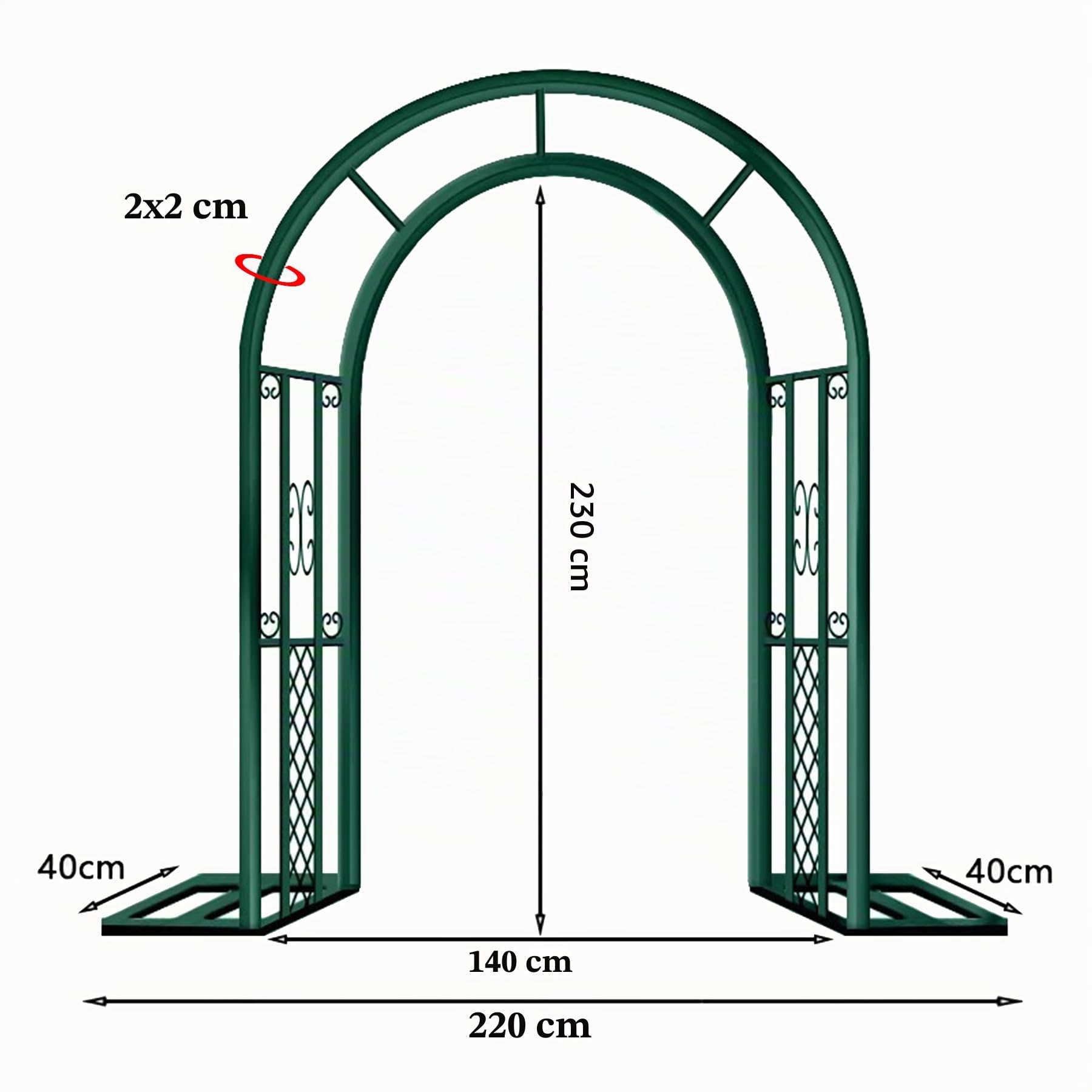 Arche à rosiers métal 140x230 cm, Arceau de Jardin autoportant, Treillis et Support pour Plantes grimpantes, pergola déco pour extérieur, terrasse, Mariage et cérémonie (Noir)