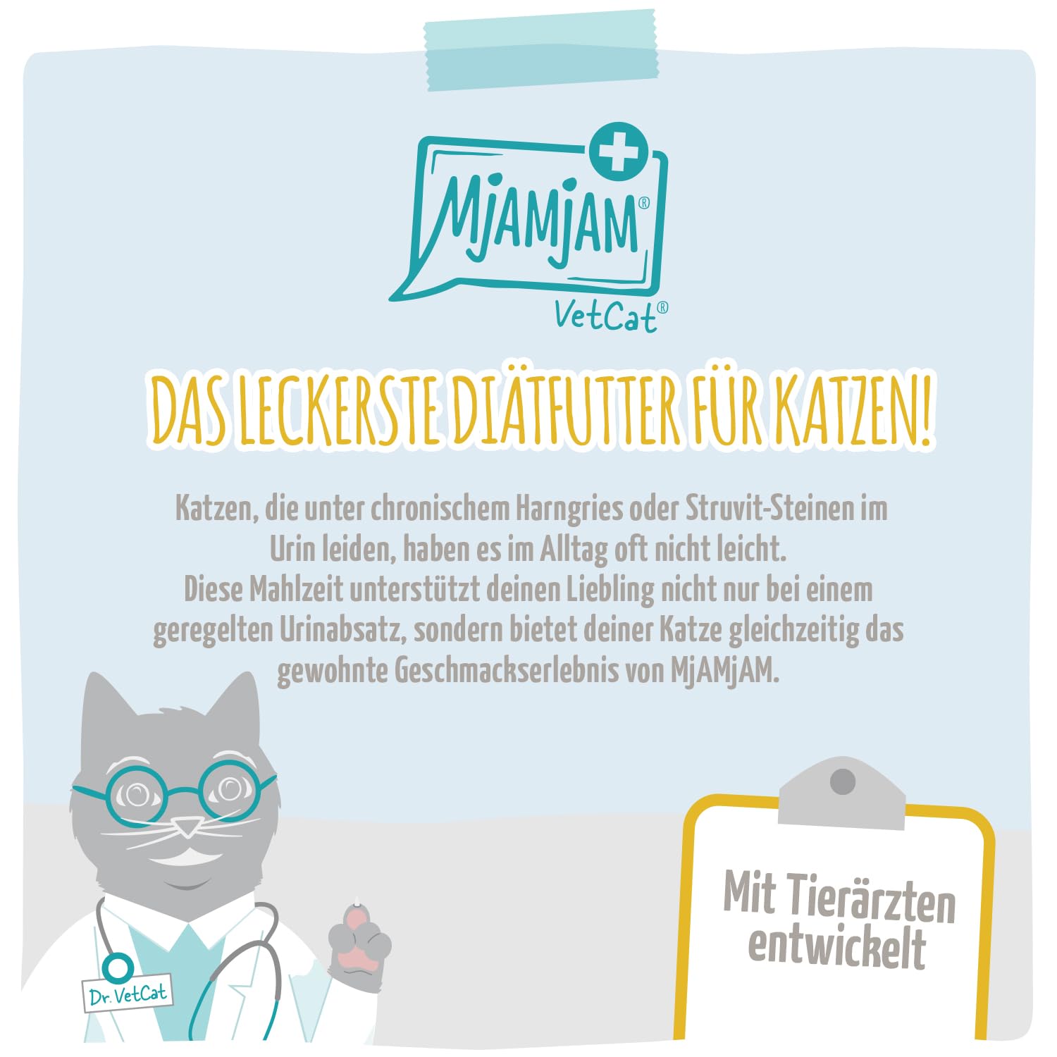 MjAMjAM VetCat - Premium Nourriture Humide pour Chats - Régime - Urinary - Poulet, Paquet de 6 (6 x 200g), sans céréales