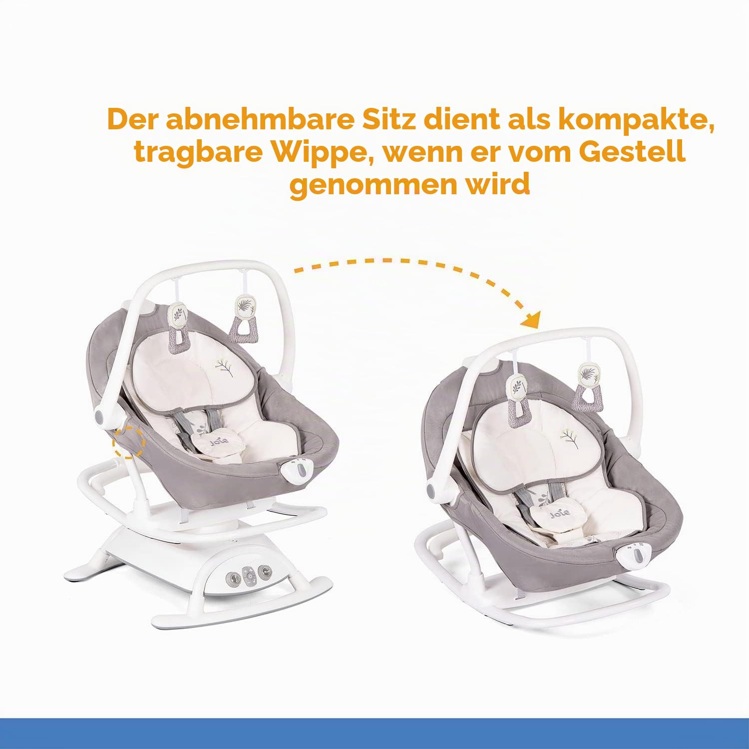 Joie 2in1 Babyschaukel Sansa ab Geburt – 13 kg abnehmbarer Sitz als Babywippe nutzbar – Fern