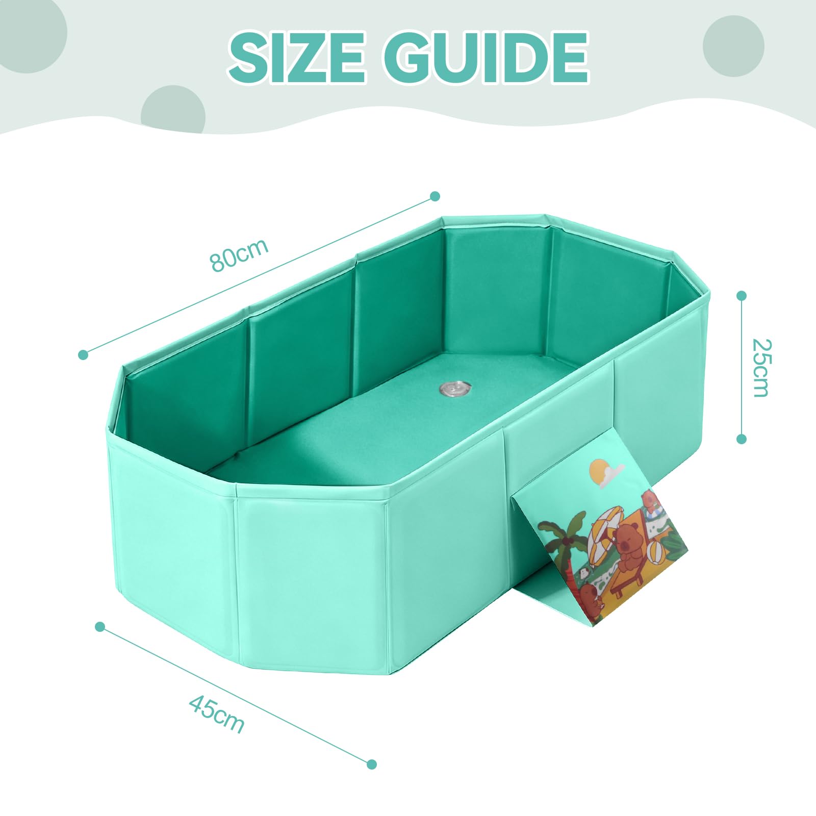 Bañera plegable para bebés con diseño todo en uno y tapón de drenaje, bañera para niños pequeños para el hogar, ducha y viajes, bañera portátil para niños (verde)