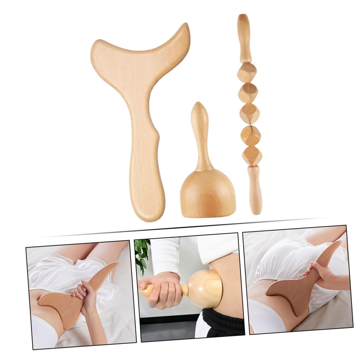 Abaodam Massaggiatore Per Schiena e Collo in Legno 11.8" Strumento Manuale Compatto Per Massaggio Muscolare e Anticellulite Adatto a Uso Domestico e Rilassamento