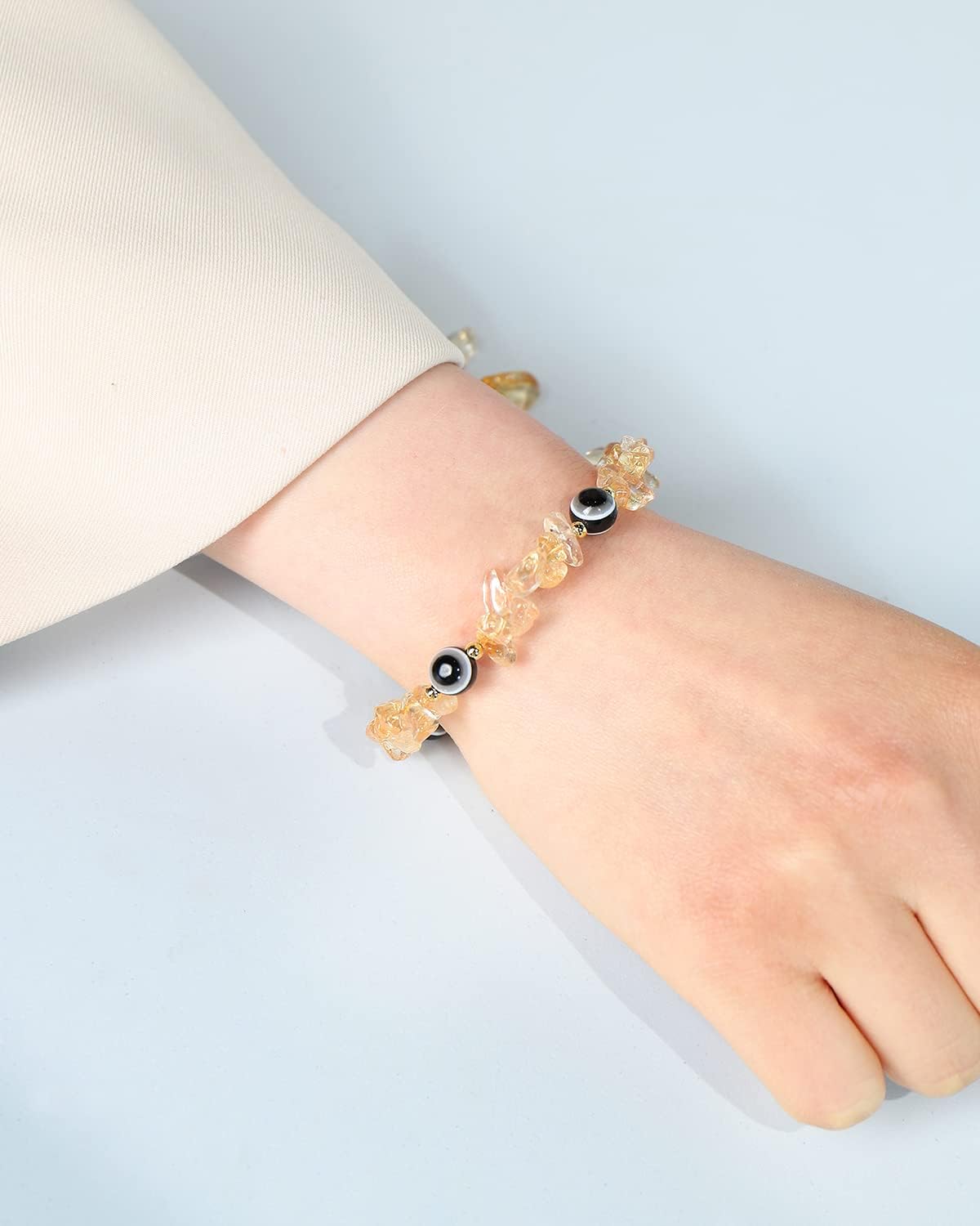 Jewever Evil Eye Bracelets with Natural Tumbled Chips Stones Crystals Quartz Bracelet for Women Energy Reiki Gemstones Spiritual Gems Jewelry Gifts - Image 3