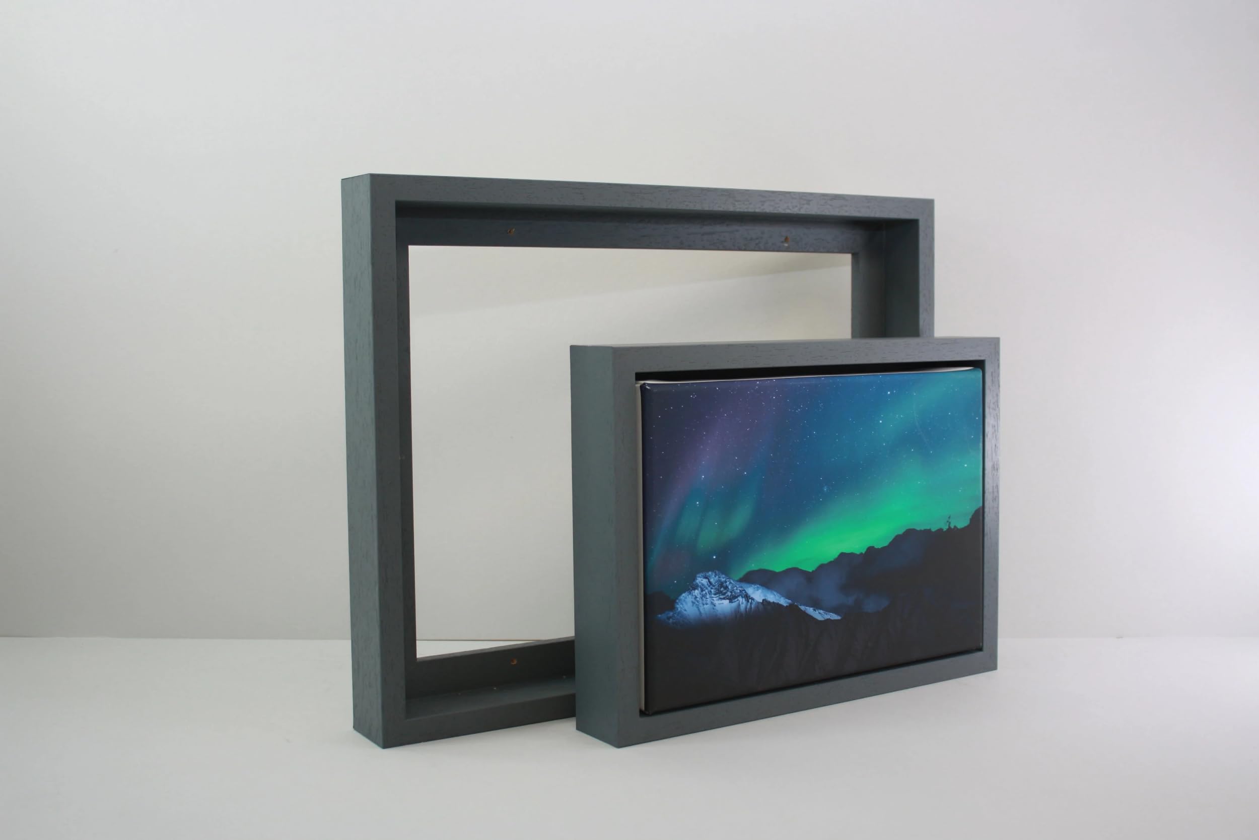 Dark Grey - 40mm Deep Canvas Tray Frames. Standard Sizes. Floating Effect Frames for Canvases. 60x60cm