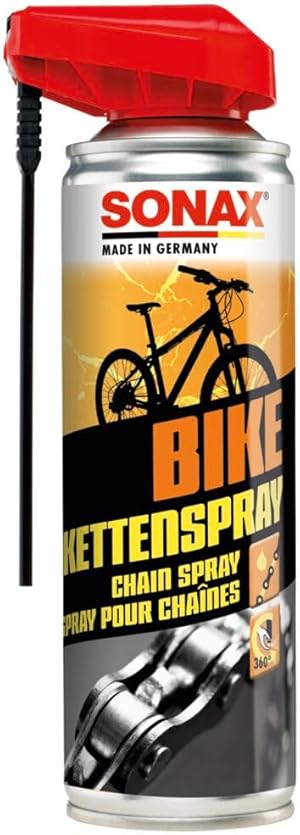 SONAX BIKE KettenSpray mit EasySpray (300 ml) Reinigt, Schützt & Schmiert, Verringert Verschleiß & Reibung, Korrosionsschützend, Hohe Kriech- & Haftwirkung | Art-Nr. 08762000