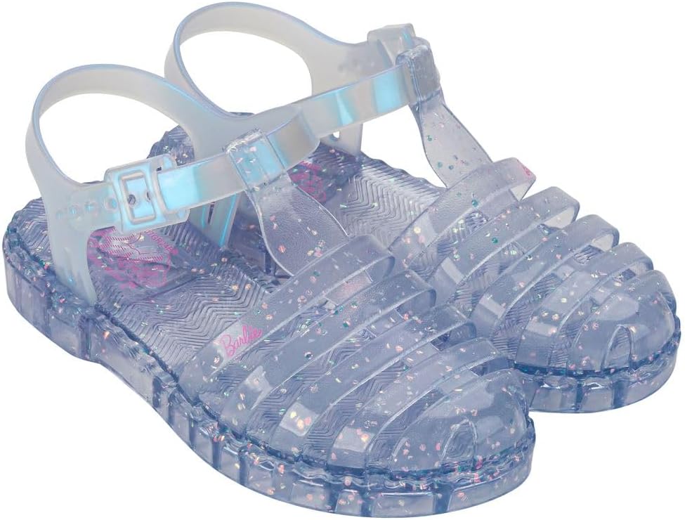 Sandália Infantil Menina Barbie Duo Aranha Azul Perolado Glitter Grendene Kids