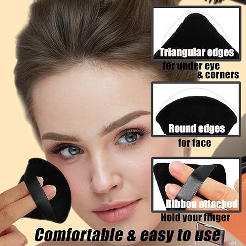 Miniatura 4 de Ocim 10 esponjas triangulares de polvo para polvo facial, suave terciopelo triangular para belleza, maquillaje prensado, almohadillas aplicadoras de