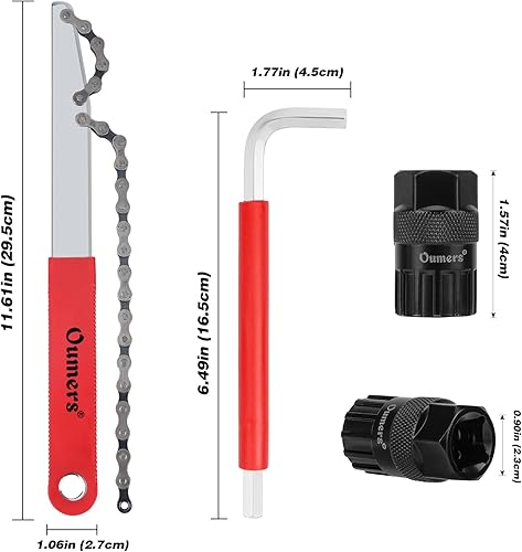 Miniatura 3 de Oumers Herramienta de extracción de casete de bicicleta con látigo de cadena y llave de cadena, herramientas de extracción de piñones de bicicleta,