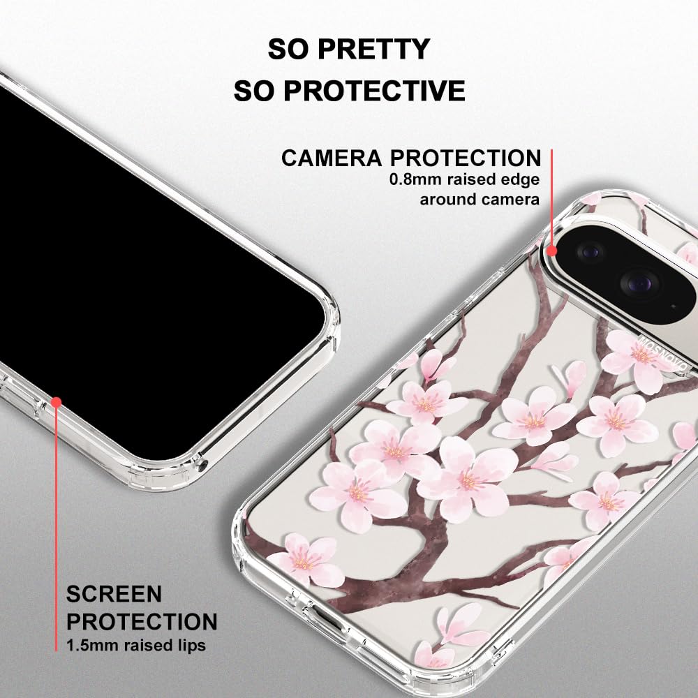 MOSNOVO Case for Google Pixel 10 & Pixel 10 Pro, [Buffertech 6.6ft Military-Grade Drop Protection] [Anti Peel Off Tech] Clear TPU Bumper Phone Case Cover Design - Cute Cherry — view 277