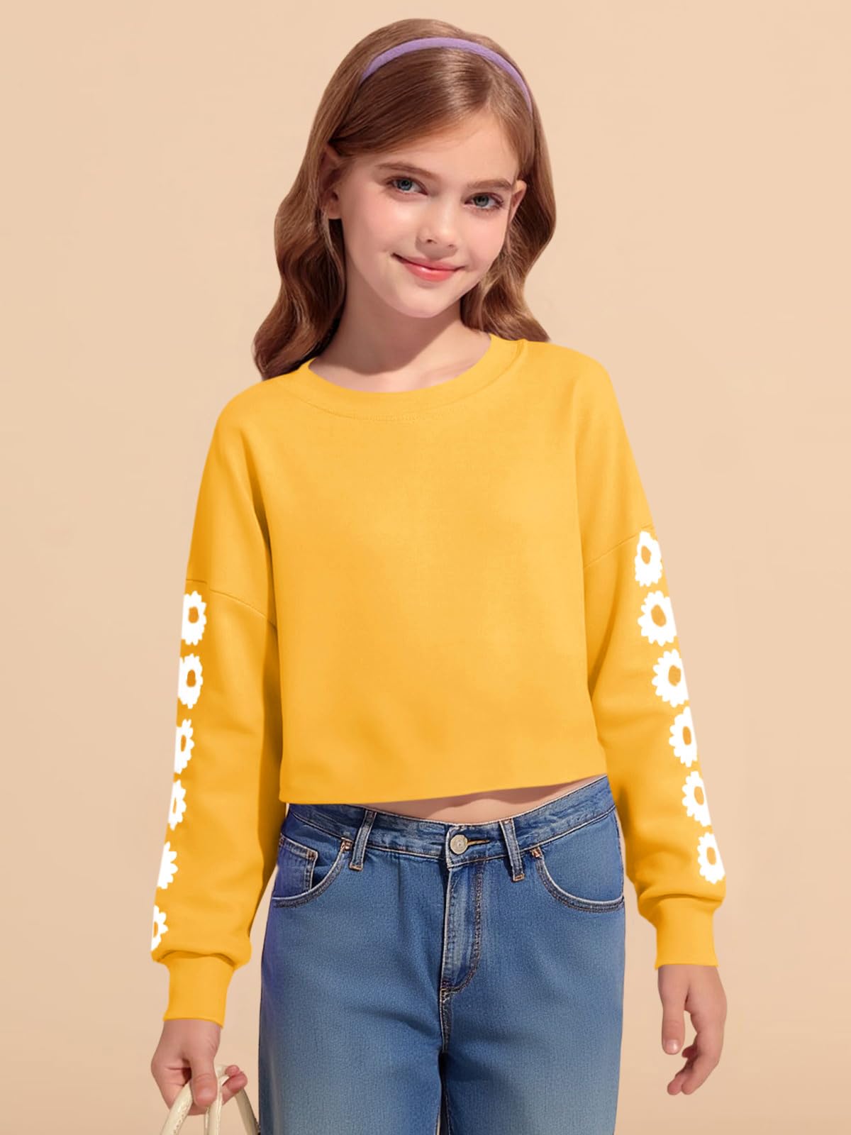 Imily Bela Sweat-Shirt à Manches Longues pour Fille Motif Marguerite