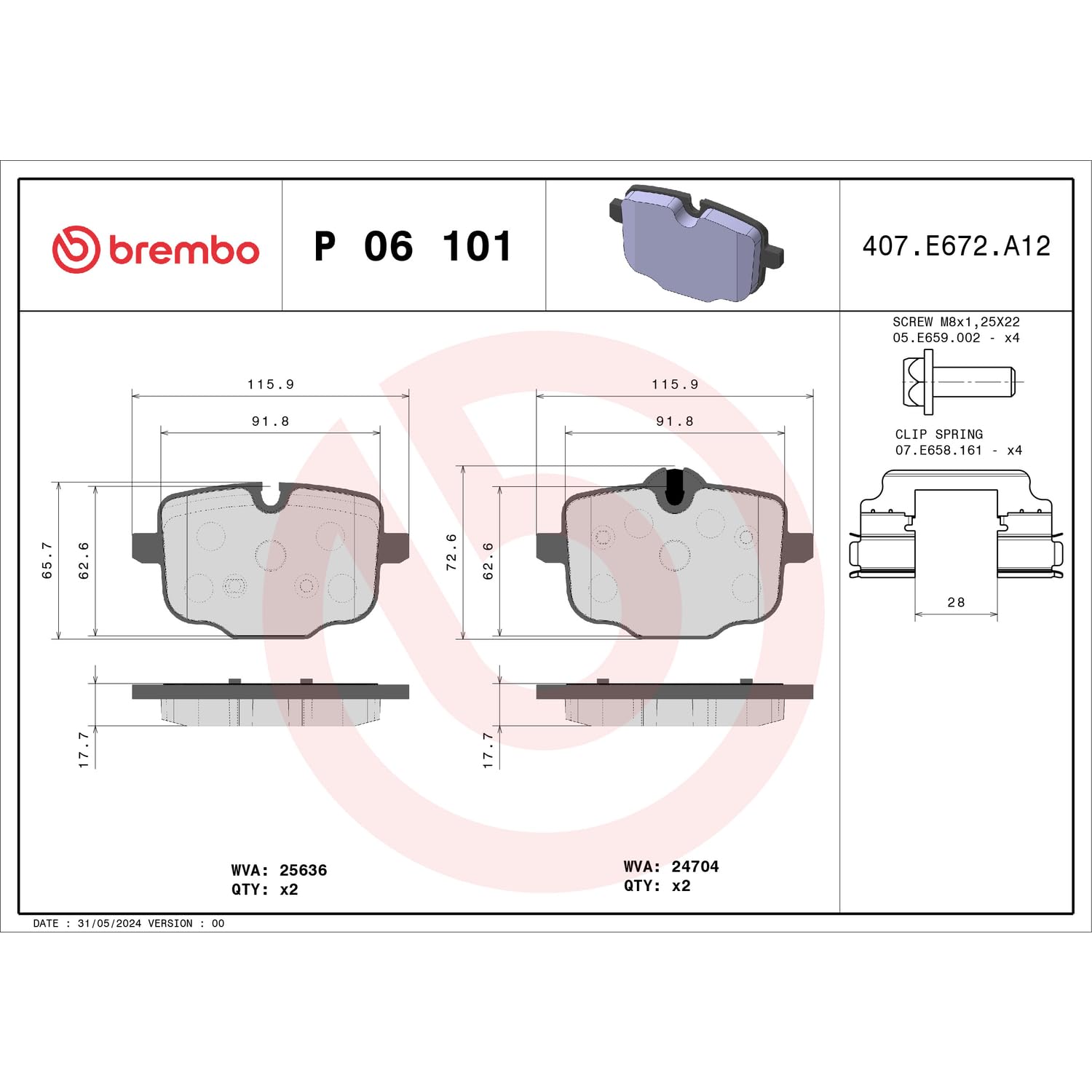BREMBO P 06 101 klocki hamulcowe